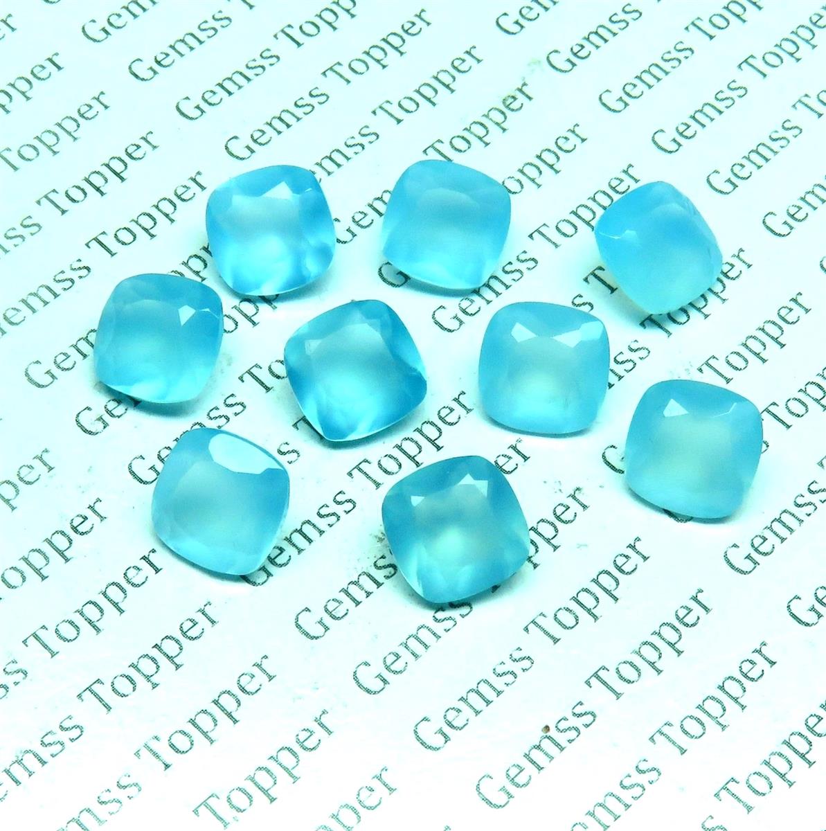 Blue Topaz Chalcedony 10x10 mm Cushion Faceted
